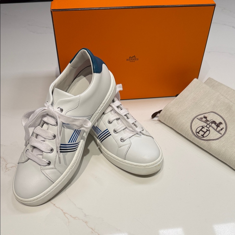 HERMES White and Blue Women’s Athletic Shoes